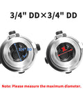 Top view of Three Quarter DD To Three Quarter DD Steering Shaft Universal U Joint Coupling with 3/4 DD ends in chrome steel.