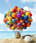 Colorful Hot Air Balloon Sun Catcher Stained Glass Window Decoration For Valentine's Day And Special Occasions Gardens Outdoors Cafes And Clubs Window Hangings A Totally Pretty Gift Idea For Home Or Shop Decor over a beach