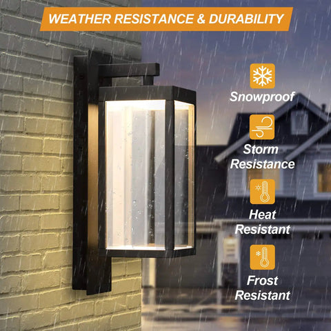 Lit Outdoor Wall Light Fixture Waterproof For Porch Patio Front Door And Garage 15 Inch Exterior Wall Sconce With Clear Glass