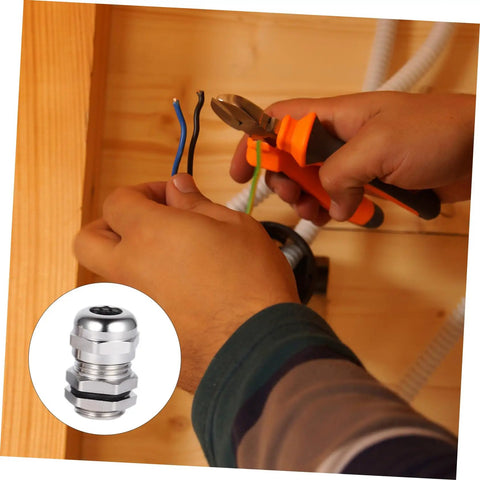 Person using pliers to fix wires with 5 Pack Waterproof Cable Glands Joint Kit For Wire Sealing Durable Metal Glands