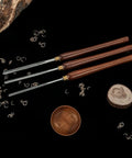Professional Wood Turning Bowl Gouge Set Includes Three Super Sharp High Speed Steel Blades With Durable Beech Handles and Brass Ferrules on display.