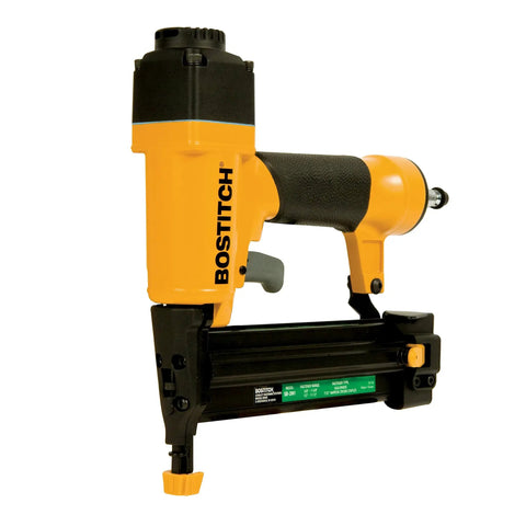 18 Gauge Brad Nailer And Narrow Crown Stapler 2 In 1 Electric Nail Gun For Woodworking, side view with adjustable depth guide