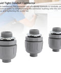 Rock Solid Liquid Tight Conduit Connectors 1 Inch Npt Nylon 6 Electrical Fittings for Outdoor Wiring Heavy Duty Push To Install 10 Pack, gray connectors.