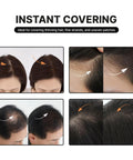 Dark Brown Hair Powder Root Touch Up Stick For Fast Gray Coverage shown in before and after results on thinning hair.