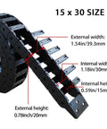 Drag Chain Cable Carrier Open Type 39.4 Inch R28 For CNC Router, Mill, And 3D Printer showing internal and external dimensions