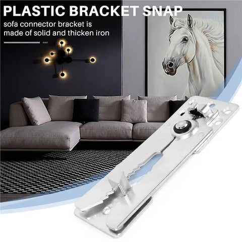 Heavy Duty Sectional Couch Connectors 5 Pack Metal Sofa Brackets With Interlocking Teeth for secure fastening under cushions.
