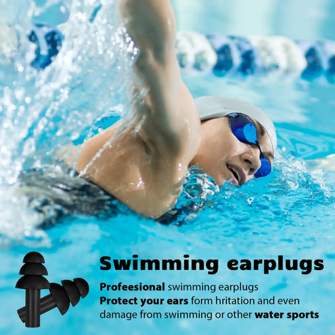 Premium Silicone Earplugs Bulk Pack of 150 Pairs for swimming, professional ear protection, soft ergonomic design.