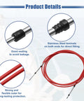 Two Pack 19 Foot Beefy Marine Throttle And Shift Remote Control Box Cable For Outboard Boat Engine Steering System Red Stainless Steel Built To Last With Thread Size M Five By Zero Point Eight, showcasing cable close-up and stainless steel terminals.