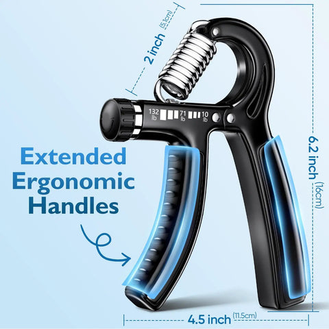 Grip Strength Trainer With Adjustable Resistance From 10 To 132 Lbs For All Levels Hand And Forearm Workouts And Rehab Ideal For Athletes Weightlifters Climbers And Physical Therapy Recovery One Piece Black.