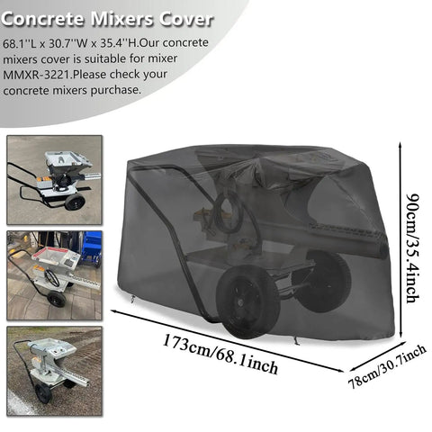 All Weather Heavy Duty Cement Mixer Cover Built Tough With Waterproof Oxford Fabric Shield Dustproof Rain Guard For Road Repair And Construction Sites Portable Mud Mixer Protector To Keep Equipment Clean covering a mixer.