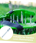 Heavy Duty Lawn Aerator Shoes with 10 metal spikes for grass replacement pegs, green, ideal for lawn care and maintenance
