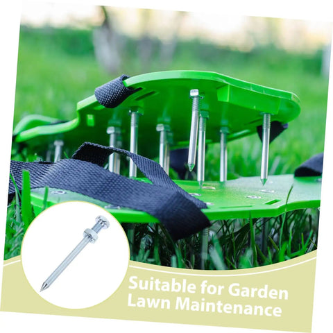 Heavy Duty Lawn Aerator Shoes with 10 metal spikes for grass replacement pegs, green, ideal for lawn care and maintenance