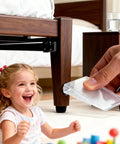 Heavy Duty Clear Plastic Shims And Leveling Wedges For Wobbly Toilets Furniture And Appliances Trim To Fit Stackable Non Slip Stabilizers in use under bed.