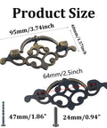 Set Of 4 Vintage Drop Bail Pulls Cabinet Handles Antique Bronze For Kitchen Cabinets And Furniture Retro Drawer Pulls With Hanging Design 2.5 Inch Hole Distance And 3.74 Inch Total Length Includes Mounting Screws size diagram