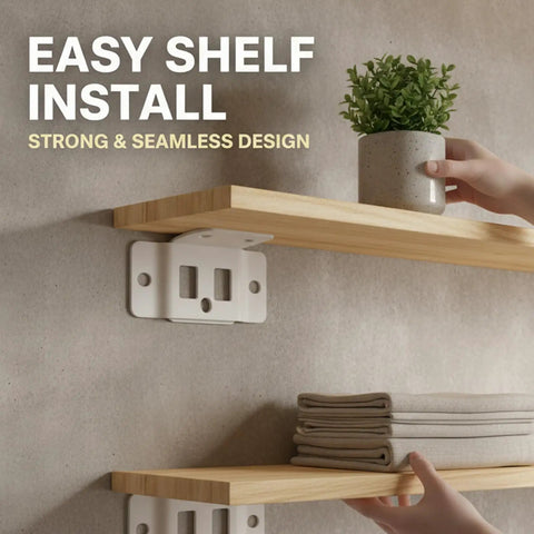 Beefy 2 In 1 Cold Rolled Steel Corner Brace And Furniture Connector With Safety Card Slot for shelves in use, white, easy install