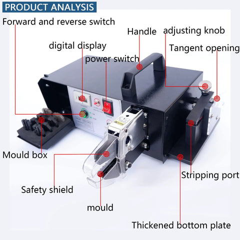 Terminal Crimping Tool With Seven Die Sets For Insulated And Noninsulated Terminals Ferrule Crimping Machine labelled parts