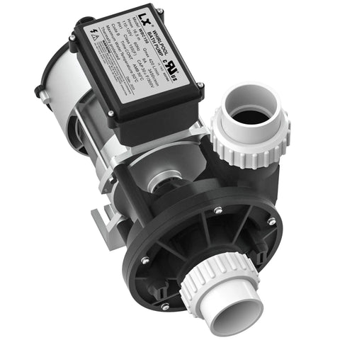 Rock Solid Hot Tub Bath Replacement Pump Featuring Cool Running Copper Winding LX Motor with dual 1.5 inch unions for spas.