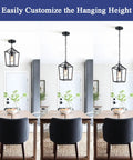 Totally Fresh 2 Pack Pendant Lights For Kitchen Island Featuring Modern Black Farmhouse Lantern Design with adjustable heights.