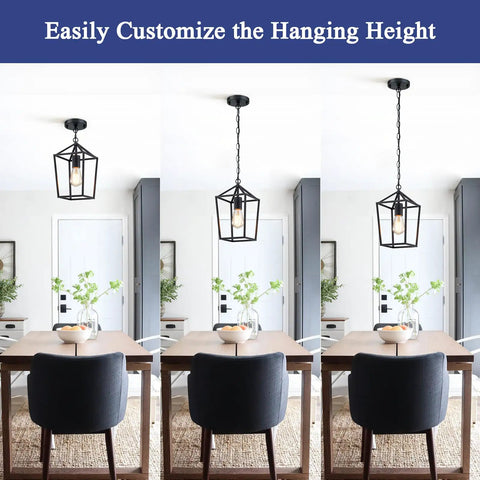 Totally Fresh 2 Pack Pendant Lights For Kitchen Island Featuring Modern Black Farmhouse Lantern Design with adjustable heights.