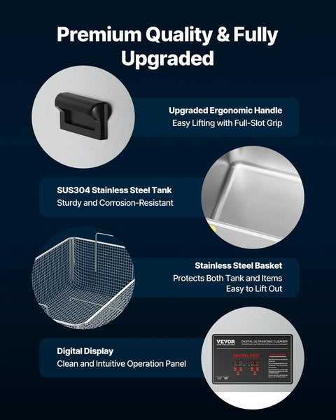 Features of 50L Ultrasonic Cleaner With Digital Display And Cleaning Basket 840W Industrial Stainless Steel Cleaning Machine On Wheels