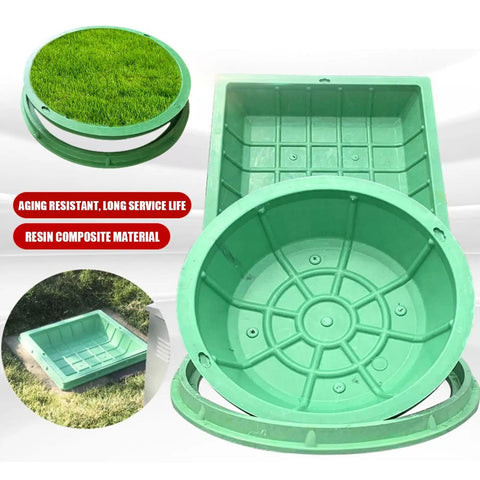 Heavy Duty Resin Manhole Cover With Frame For Lawn And Garden 90x90cm Weatherproof Drainage Solution Durable Composite Design