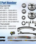 Drop In Timing Chain Kit With VVT Cam Phaser Sprockets And Guides For 4L V6 1GR FE Toyota Tacoma components displayed