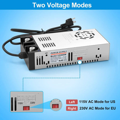 Easy To Use Universal 110V To 12V AC DC Converter Power Supply with voltage modes on switch