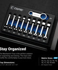 Three Eighths Inch Drive Torque Adapter Set With 12 Point Box End 10 To 19 mm Metric 10 Piece With Mechanic Tray