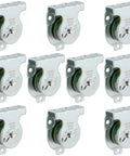 One And One Half Inch Ceiling Or Wall Mount Single Pulley, Zinc Plated Anti Rust Pulley For Three Eighths Wire Rope, Silver Finish, Heavy Duty Cable Pulley For DIY Lifts And Lashing, pack of 10