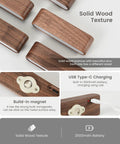 Legit Rechargeable Solid Wood Wall Sconces, Set Of Two Magnetic Bedside Reading Lights, showing USB-C charging ports and solid wood texture.