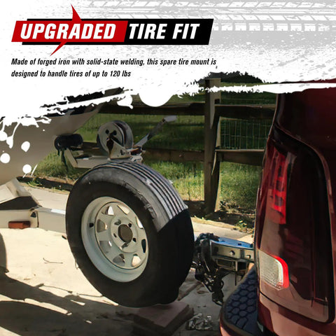Heavy Duty Trailer Spare Tire Carrier Mount for Utility and Boat Trailers Holds Up To 120 Lbs on trailer tongue