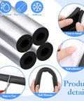 Close-up of self adhesive pipe insulation foam tube kit with 32.8 ft of 2 inch wide foam showing installation process and features