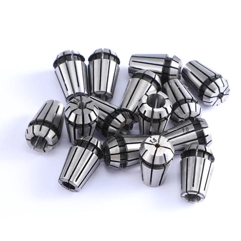 Pro Grade Complete 19 Piece Spring Collet Set With M14 Threaded Clamping Nuts For CNC Engraving Milling Lathe Tools ER11 Precision Collets