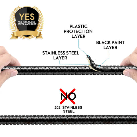Extra Long 79 Inch Shower Hose With Handheld Shower Head Compatibility Flexible Brass Core Double Lock Design with layered diagram