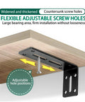Beefy Heavy Duty L Shaped Shelf Brackets Set Of 6 In Black Alloy Thickened 0.11 Inch Arms with adjustable countersunk screw holes