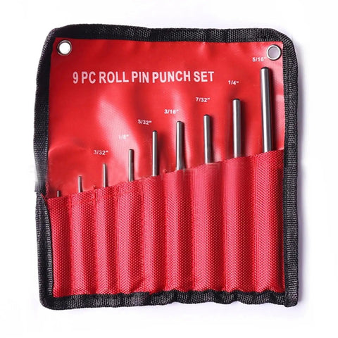 Rock Solid 9 Piece Steel Multi Size Round Head Pin Punch Set With Grip Handles For Quick Pin Removal And Heavy Duty Rolling Tasks At The Shop Or Home Garage Today, red roll pin set