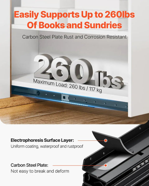 Tough As Nails Undermount Drawer Slides Full Extension Ball Bearing System Designed For Zero Friction Cabinet Travel Rock Solid Weight Support Fast Swap Black Finish with a 260 lbs capacity displayed in a cabinet.