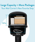 Interior view of Top Shelf Heavy Duty Double Wall Plastic Mailbox And Post Kit With Dual Access showing large capacity for packages.