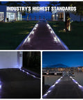 Solar Powered LED Driveway Lights 12 Pack Waterproof Outdoor Path Markers on walkway at night with white glow