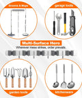 Heavy Duty Wall Mount Broom Holder And Mop Organizer Rack With Five Racks And Four Hooks Rustproof Stainless Steel Wall Storage