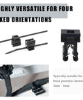 Four Way Zip Tie Mounts With Snap-In Steel Grip Clips, 50-Pack Adhesive-Free Cable Management Mounts shown with cable attachment