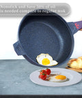 11 Inch Nonstick Frying Pan With Lid And Steamer Capable One Pan 8 In 1 Multipurpose Cookware For Family Meals Purple frying egg
