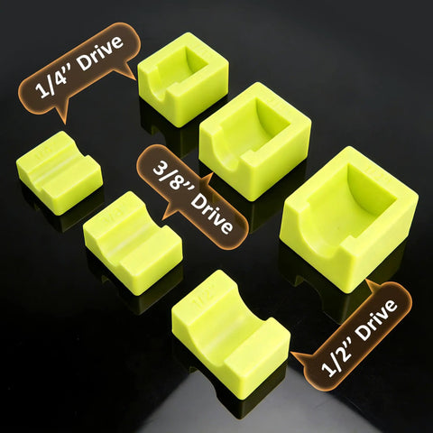 Magnetic Socket Extension Organizer With Modular Holders For Quarter, Three Eighths, And Half Inch Drives, Magnetic Base Garage Tool Organizer