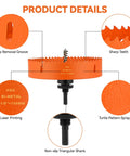 Close-up of 6-1/8 Inch Bi-Metal Hole Saw Kit for Recessed LED Lights with focus on sharp teeth and chip removal groove.