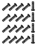 20 Pack Single Hole Carbon Steel Clevis Pins M6x20mm Flat Head For Mechanical Linkage Fixed Parts Ship Rigging Quick Assembly Reusable Link Hinge Pin Heavy Duty Hardware Fasteners, black