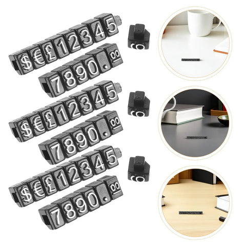 12 Set Jewelry Price Display Cubes With Black Numeric Blocks And Flexible Price Sign Labels For Retail Shops And Vending Machines