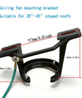 Heavy Duty Cast Aluminum Vaulted Fan Adapter For Sloped Ceilings Up To 45 Degrees with measurements and mounting bracket