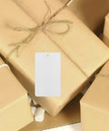 Blank White PVC Hanging Tags With Lanyard Waterproof 100 Pcs Jewelry Display Labels on kraft paper boxes