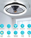 Low Profile 360-Degree Bladeless Ceiling Fan With Light Kit, Flush Mount, Remote Control, in living room setting
