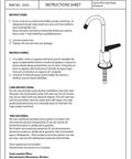 Instruction sheet for 6 Inch Touch-Flo Cold Water Dispenser Faucet With Matte Black Finish, installation guide and care instructions.